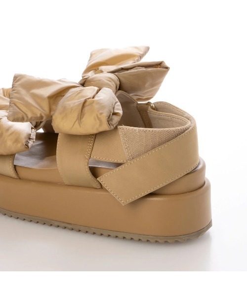 Launa lea（ラウナレア）の「ダブルリボン厚底サンダル(S152)（サンダル・レディース・ベージュ/アイボリー/ブラック・L/S/LL/M）」の10枚目の写真