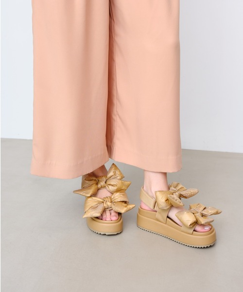 Launa lea（ラウナレア）の「ダブルリボン厚底サンダル(S152)（サンダル・レディース・ベージュ/アイボリー/ブラック・L/S/LL/M）」の14枚目の写真