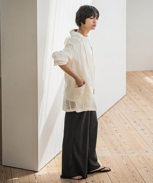 MAYSON GREY(メイソングレイ)の「ペーパーリネンダブルブレストジャケット≪手洗い可能≫(ダウンジャケット/コート・レディース・オフホワイト/ブラウン・M)」の20枚目の写真