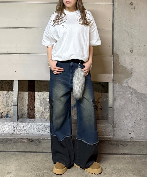 CHIEKO+ チェコプラス 新品タグ付　マーベルト デニムパンツ ベルトデザインカーゴパンツ（デニムパンツ）｜KsG