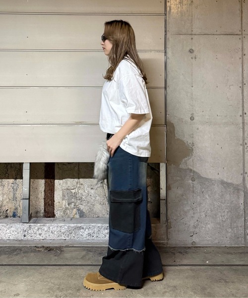 ■8.22 a61 リメイク ワイドデニム × トラックパンツ ドッキングパンツ ワンフォークロージング 1111clothing デニムパンツ メンズ ワイド