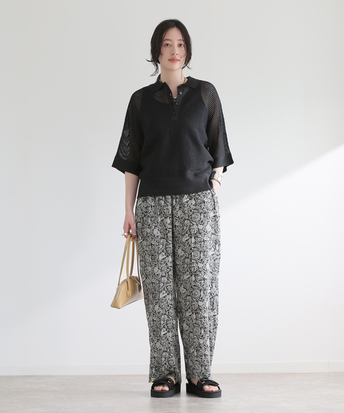 journal standard L'essage(ジャーナルスタンダードレサージュ)の「ペーパーメッシュポロシャツ(ポロシャツ・レディース・ブラック/ホワイト・FREE)」の8枚目の写真
