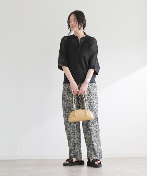 journal standard L'essage(ジャーナルスタンダードレサージュ)の「ペーパーメッシュポロシャツ(ポロシャツ・レディース・ブラック/ホワイト・FREE)」の9枚目の写真