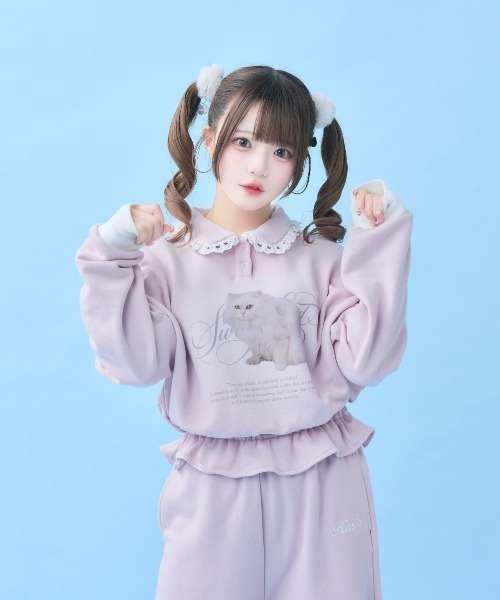 はうるず　Hauls　スウェット セール】ねこらぶ襟つきレースSWT（スウェット）｜Hauls