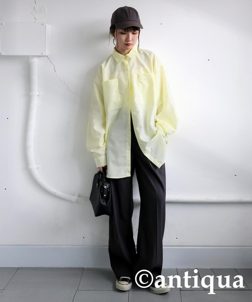 antiqua(アンティカ)の「オーバーサイズシャツ(シャツ/ブラウス・レディース・ピンク/イエロー/ホワイト・ONESIZE)」の8枚目の写真