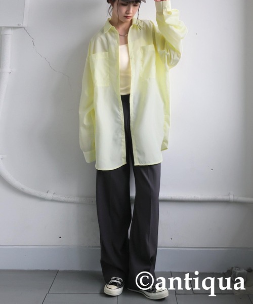 antiqua(アンティカ)の「オーバーサイズシャツ(シャツ/ブラウス・レディース・ピンク/イエロー/ホワイト・ONESIZE)」の10枚目の写真