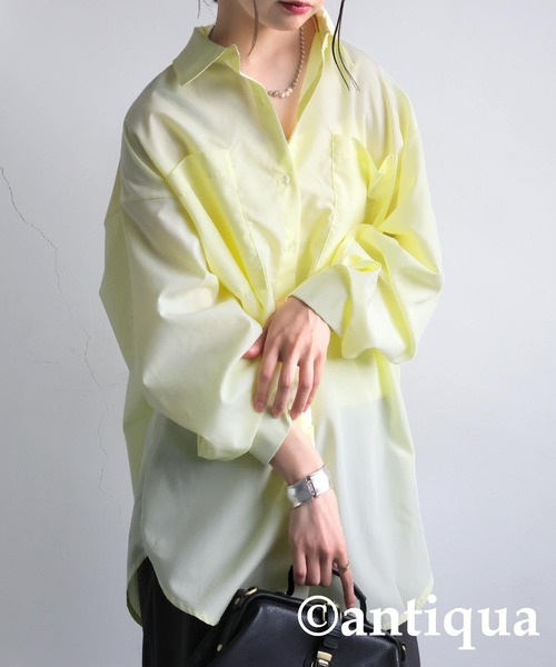 antiqua(アンティカ)の「オーバーサイズシャツ(シャツ/ブラウス・レディース・ピンク/イエロー/ホワイト・ONESIZE)」の11枚目の写真