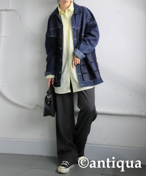 antiqua(アンティカ)の「オーバーサイズシャツ(シャツ/ブラウス・レディース・ピンク/イエロー/ホワイト・ONESIZE)」の12枚目の写真