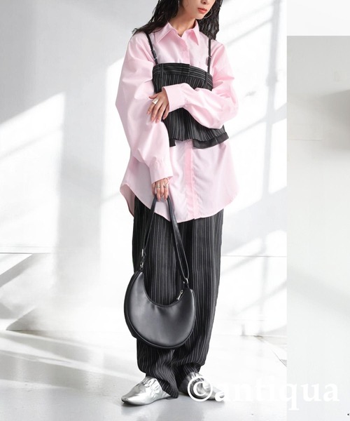 antiqua(アンティカ)の「オーバーサイズシャツ(シャツ/ブラウス・レディース・ピンク/イエロー/ホワイト・ONESIZE)」の13枚目の写真