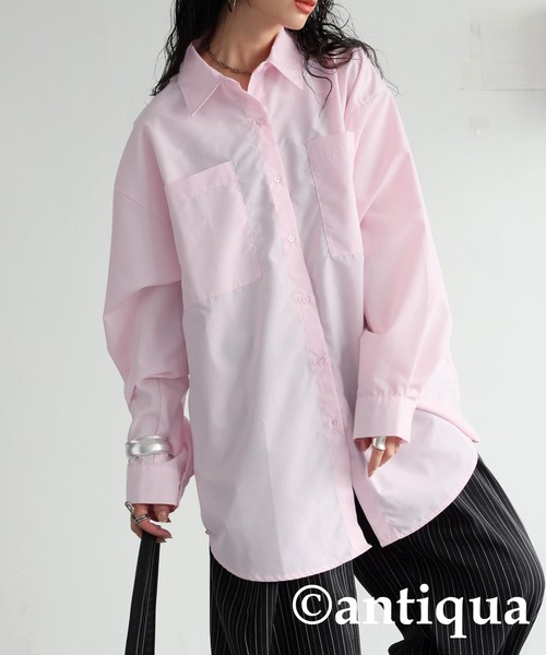 antiqua(アンティカ)の「オーバーサイズシャツ(シャツ/ブラウス・レディース・ピンク/イエロー/ホワイト・ONESIZE)」の15枚目の写真