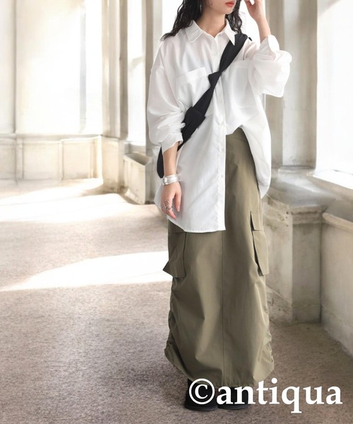 antiqua(アンティカ)の「オーバーサイズシャツ(シャツ/ブラウス・レディース・ピンク/イエロー/ホワイト・ONESIZE)」の4枚目の写真