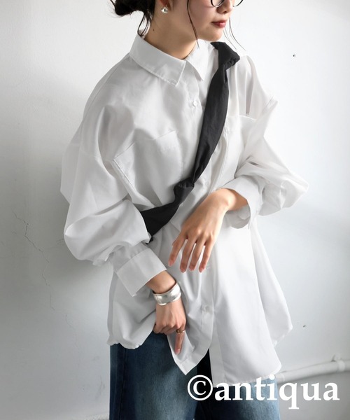 antiqua(アンティカ)の「オーバーサイズシャツ(シャツ/ブラウス・レディース・ピンク/イエロー/ホワイト・ONESIZE)」の7枚目の写真
