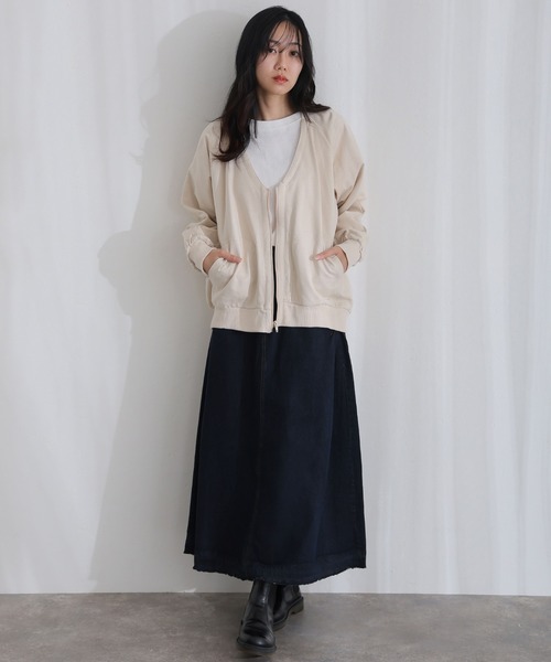 ElegChic(エレグシック)の「コットンサイド タック デニム スカート (デニムスカート・レディース・ブルー/ネイビー系/ネイビー・XL/L/4L/XXL/M)」の1枚目の写真