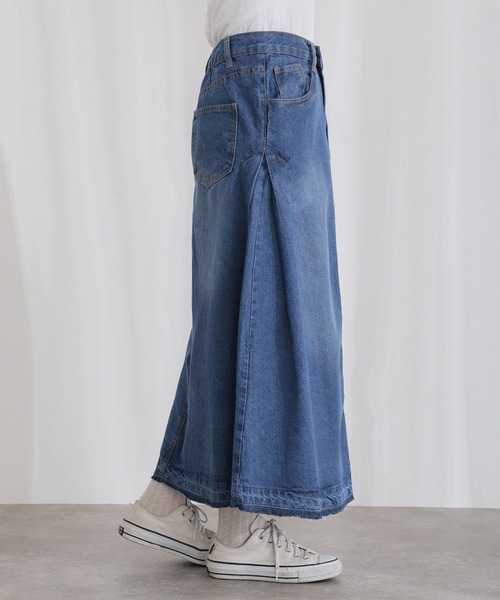 ElegChic(エレグシック)の「コットンサイド タック デニム スカート (デニムスカート・レディース・ブルー/ネイビー系/ネイビー・XL/L/4L/XXL/M)」の5枚目の写真