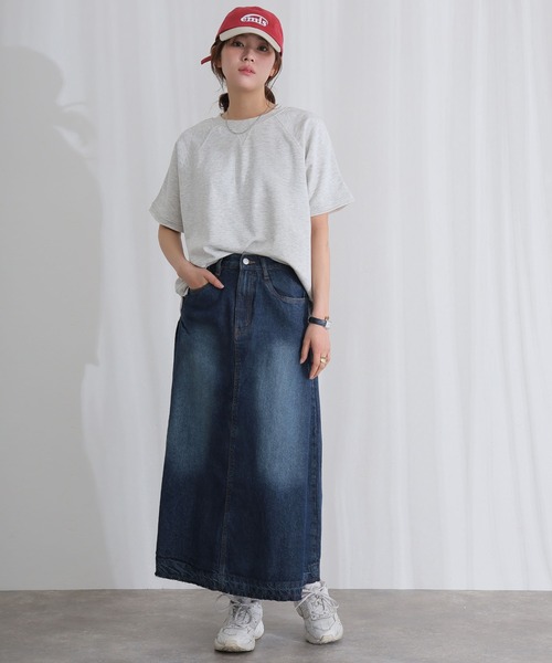 ElegChic(エレグシック)の「コットンサイド タック デニム スカート (デニムスカート・レディース・ブルー/ネイビー系/ネイビー・XL/L/4L/XXL/M)」の9枚目の写真