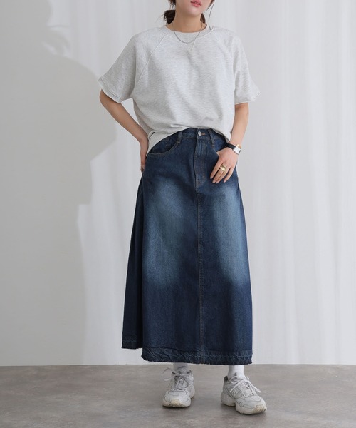 ElegChic(エレグシック)の「コットンサイド タック デニム スカート (デニムスカート・レディース・ブルー/ネイビー系/ネイビー・XL/L/4L/XXL/M)」の10枚目の写真