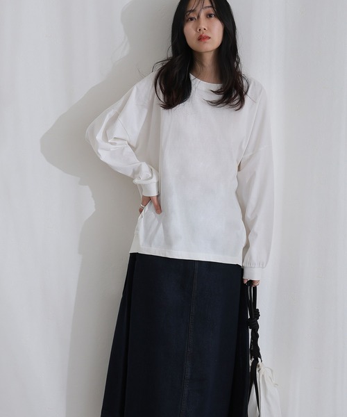 ElegChic(エレグシック)の「コットンサイド タック デニム スカート (デニムスカート・レディース・ブルー/ネイビー系/ネイビー・XL/L/4L/XXL/M)」の13枚目の写真