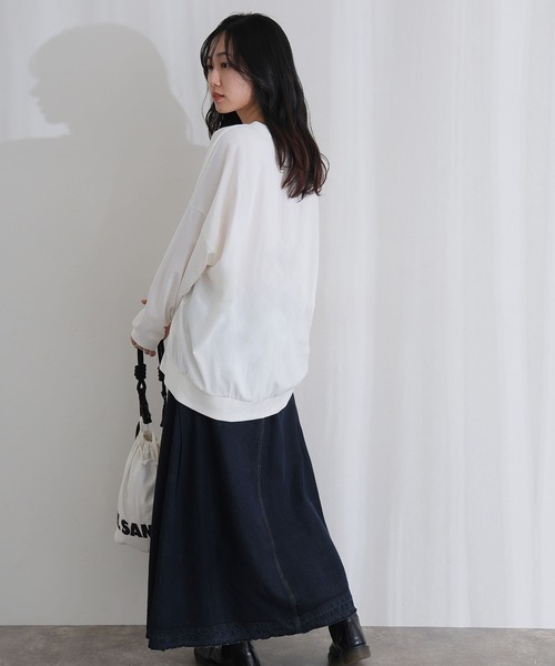 ElegChic(エレグシック)の「コットンサイド タック デニム スカート (デニムスカート・レディース・ブルー/ネイビー系/ネイビー・XL/L/4L/XXL/M)」の14枚目の写真