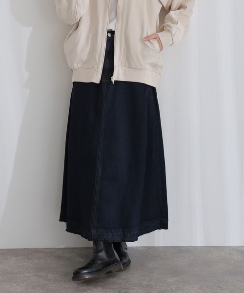 ElegChic(エレグシック)の「コットンサイド タック デニム スカート (デニムスカート・レディース・ブルー/ネイビー系/ネイビー・XL/L/4L/XXL/M)」の15枚目の写真