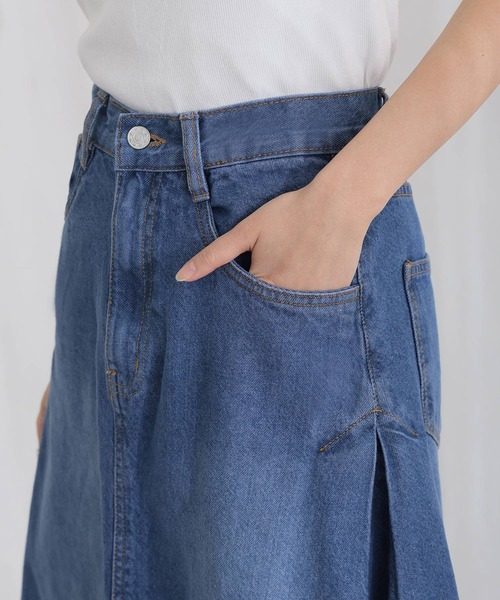 ElegChic(エレグシック)の「コットンサイド タック デニム スカート (デニムスカート・レディース・ブルー/ネイビー系/ネイビー・XL/L/4L/XXL/M)」の17枚目の写真