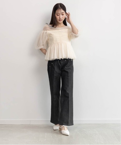RANDA(ランダ)の「リボンTストラップミュールパンプス(パンプス・レディース・グレー/ブラック/アイボリー・LL/M/L/S)」の11枚目の写真