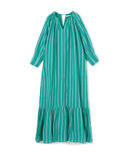 NE QUITTEZ PAS ヌキテパ　長袖　ワンピース　グリーン NE QUITTEZ PAS!（ヌキテパ）の「ne Quittez pas/COTTON VOILE