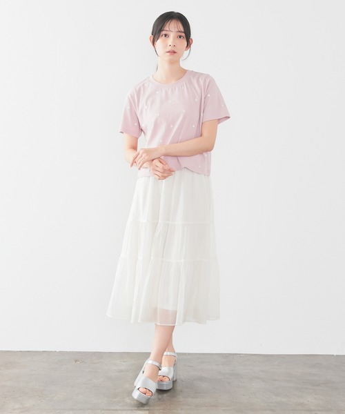 Honeys(ハニーズ)の「【UVカット】モチーフ刺繍Tシャツ(Tシャツ/カットソー・レディース・ホワイト系その他/ネイビー/ホワイト系その他3/ホワイト系その他2/ピンク・L/S/LL/M)」の16枚目の写真