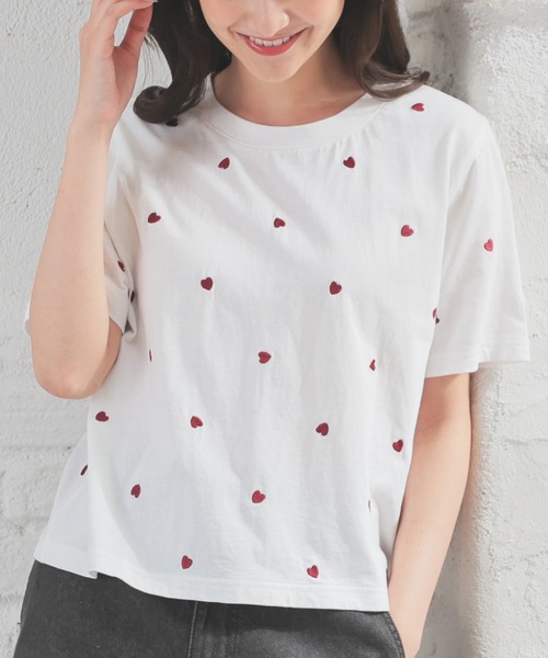Honeys(ハニーズ)の「【UVカット】モチーフ刺繍Tシャツ(Tシャツ/カットソー・レディース・ホワイト系その他/ネイビー/ホワイト系その他3/ホワイト系その他2/ピンク・L/S/LL/M)」の11枚目の写真