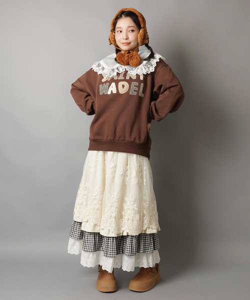 SPINNS(スピンズ)の「重ねた質感がとびきり可愛い♪異素材レイヤードロングスカート(スカート・レディース・ホワイト・ONESIZE)」の20枚目の写真