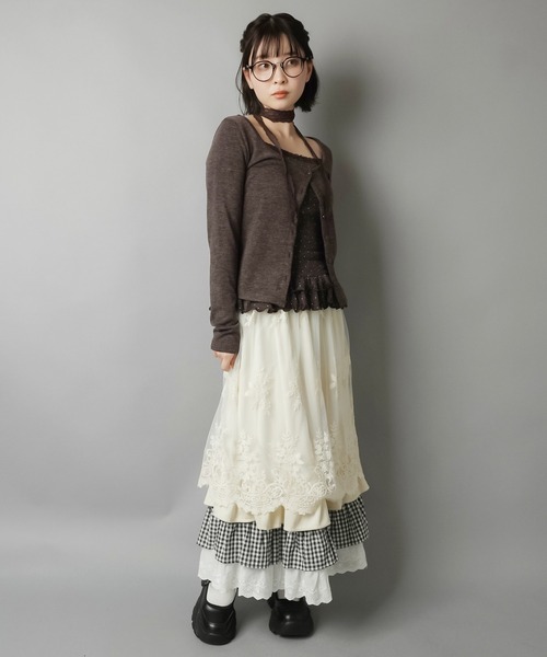 SPINNS(スピンズ)の「新色登場☆重ねた質感がとびきり可愛い♪異素材レイヤードロングスカート(スカート・レディース・ホワイト/ベージュ/ミント/ネイビー・ONESIZE)」の22枚目の写真