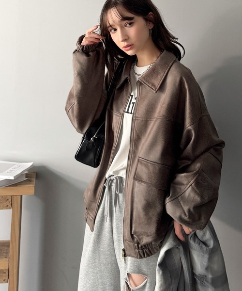 イタリア製　VEJAS　 羊革スエードパネルデザインブルゾン　サイズ38 セール】《JaVaジャバコラボ》ちょっと背伸びなストリートMIX