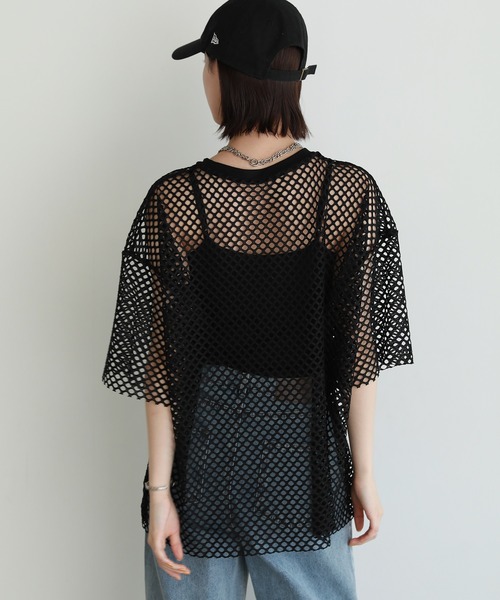 shetila（シェティラ）の「シアーメッシュ オーバーサイズＴシャツ（Tシャツ/カットソー・レディース・ブラック/グレー/ホワイト/ボルドー・F）」の16枚目の写真