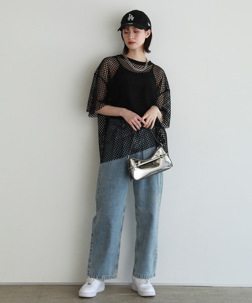 shetila（シェティラ）の「シアーメッシュ オーバーサイズＴシャツ（Tシャツ/カットソー・レディース・ブラック/グレー/ホワイト/ボルドー・F）」の19枚目の写真