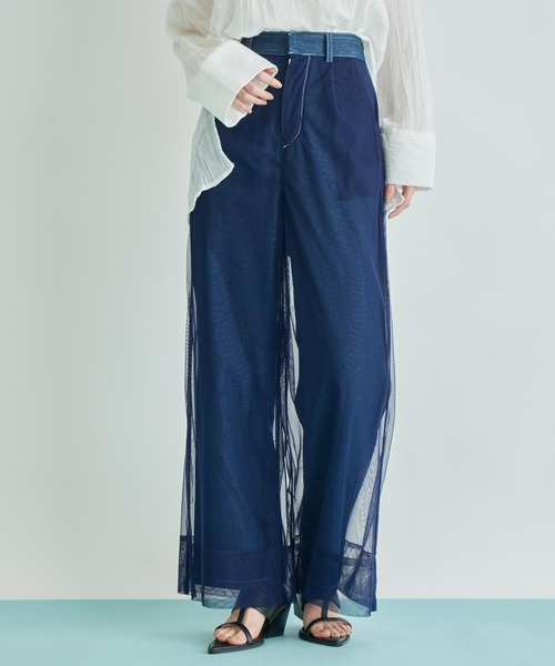 Settimissimo（セッティミッシモ）の「チュールカバードデニムワイドパンツ（デニムパンツ・レディース・ブラック/ブルー・FREE）」の9枚目の写真
