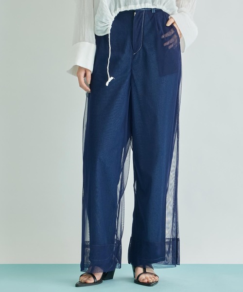 Settimissimo（セッティミッシモ）の「チュールカバードデニムワイドパンツ（デニムパンツ・レディース・ブラック/ブルー・FREE）」の11枚目の写真