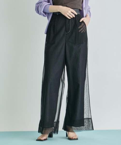 Settimissimo（セッティミッシモ）の「チュールカバードデニムワイドパンツ（デニムパンツ・レディース・ブラック/ブルー・FREE）」の3枚目の写真