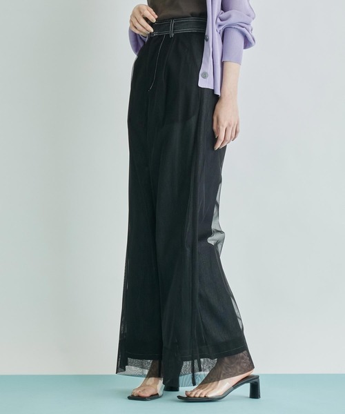 Settimissimo（セッティミッシモ）の「チュールカバードデニムワイドパンツ（デニムパンツ・レディース・ブラック/ブルー・FREE）」の5枚目の写真