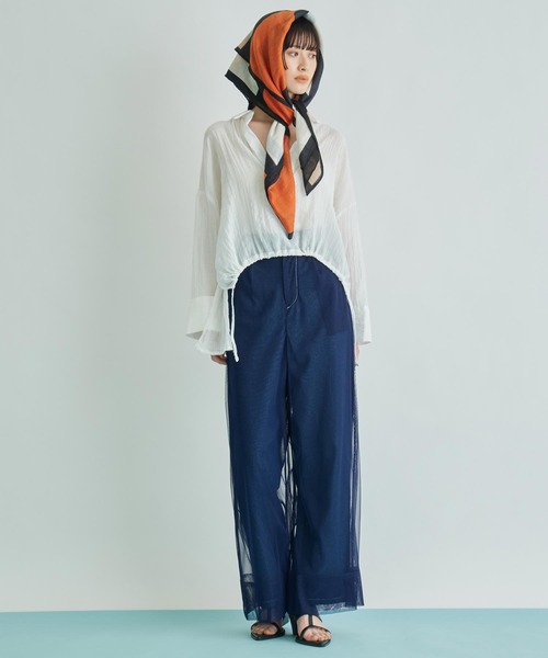 Settimissimo（セッティミッシモ）の「チュールカバードデニムワイドパンツ（デニムパンツ・レディース・ブラック/ブルー・FREE）」の13枚目の写真