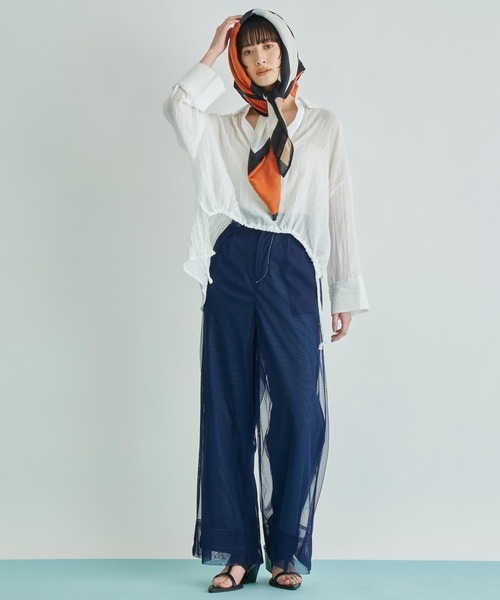 Settimissimo（セッティミッシモ）の「チュールカバードデニムワイドパンツ（デニムパンツ・レディース・ブラック/ブルー・FREE）」の14枚目の写真