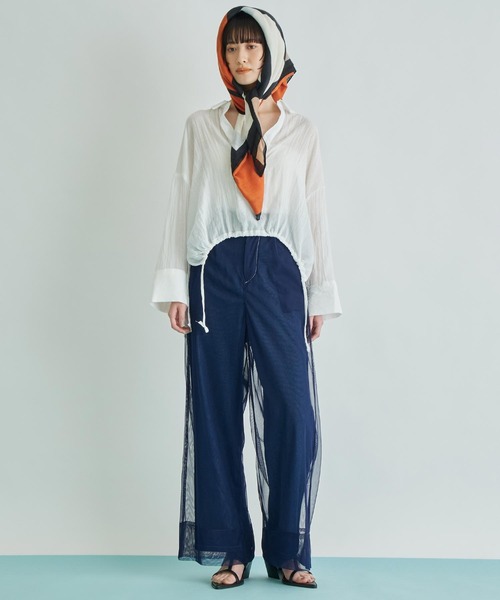 Settimissimo（セッティミッシモ）の「チュールカバードデニムワイドパンツ（デニムパンツ・レディース・ブラック/ブルー・FREE）」の12枚目の写真