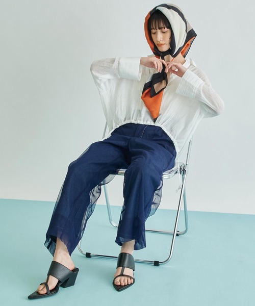 Settimissimo（セッティミッシモ）の「チュールカバードデニムワイドパンツ（デニムパンツ・レディース・ブラック/ブルー・FREE）」の16枚目の写真