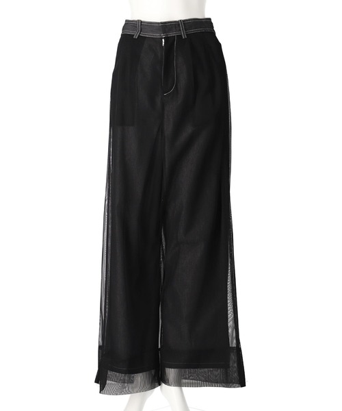 Settimissimo（セッティミッシモ）の「チュールカバードデニムワイドパンツ（デニムパンツ・レディース・ブラック/ブルー・FREE）」の22枚目の写真