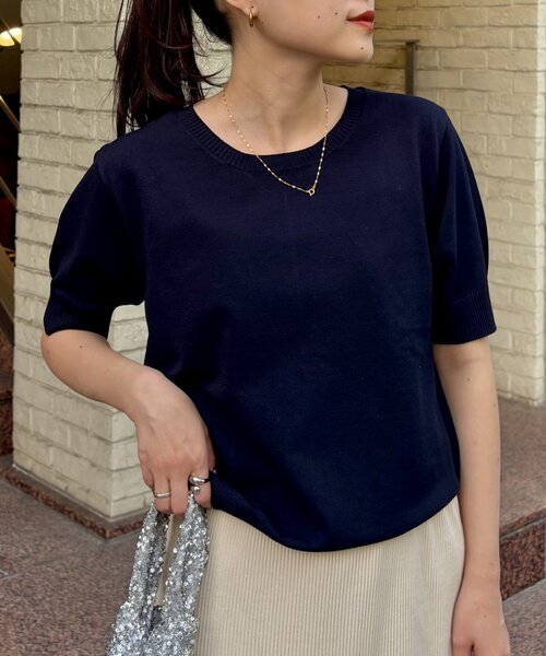 CIAOPANIC TYPY（チャオパニックティピー）の「【ひんやりニット】コンパクトドライタッチクルーニット（ニット/セーター・レディース・ブラック/サックスブルー/オフホワイト/ピンク/レッド/ネイビー/イエロー/ベージュ・ONE SIZE）」の4枚目の写真