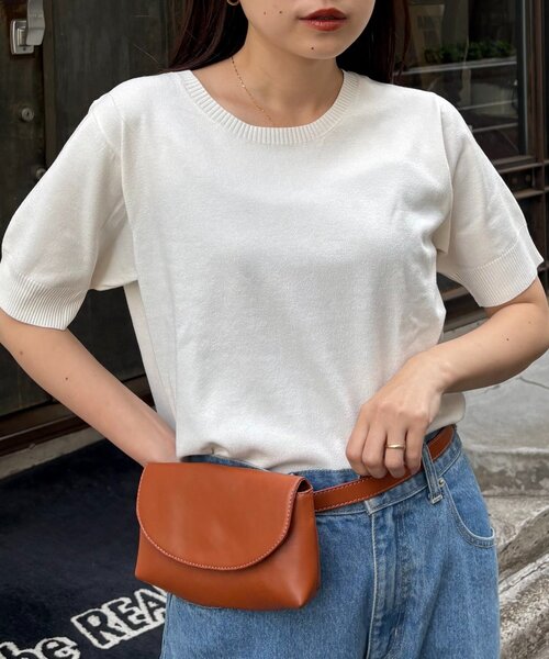 CIAOPANIC TYPY（チャオパニックティピー）の「【ひんやりニット】コンパクトドライタッチクルーニット（ニット/セーター・レディース・ブラック/サックスブルー/オフホワイト/ピンク/レッド/ネイビー/イエロー/ベージュ・ONE SIZE）」の2枚目の写真