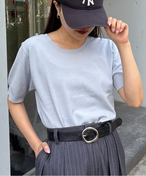 CIAOPANIC TYPY（チャオパニックティピー）の「【ひんやりニット】コンパクトドライタッチクルーニット（ニット/セーター・レディース・ブラック/サックスブルー/オフホワイト/ピンク/レッド/ネイビー/イエロー/ベージュ・ONE SIZE）」の5枚目の写真