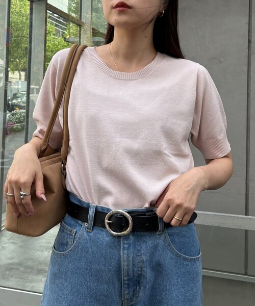 CIAOPANIC TYPY（チャオパニックティピー）の「【ひんやりニット】コンパクトドライタッチクルーニット（ニット/セーター・レディース・ブラック/サックスブルー/オフホワイト/ピンク/レッド/ネイビー/イエロー/ベージュ・ONE SIZE）」の7枚目の写真