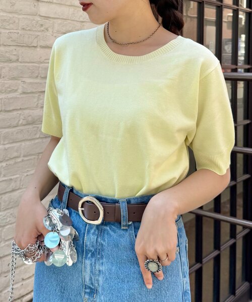 CIAOPANIC TYPY（チャオパニックティピー）の「【ひんやりニット】コンパクトドライタッチクルーニット（ニット/セーター・レディース・ブラック/サックスブルー/オフホワイト/ピンク/レッド/ネイビー/イエロー/ベージュ・ONE SIZE）」の6枚目の写真