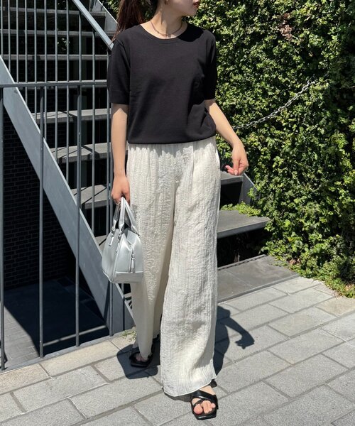 CIAOPANIC TYPY（チャオパニックティピー）の「【ひんやりニット】コンパクトドライタッチクルーニット（ニット/セーター・レディース・ブラック/サックスブルー/オフホワイト/ピンク/レッド/ネイビー/イエロー/ベージュ・ONE SIZE）」の17枚目の写真