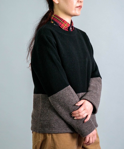 OMNIGOD（オムニゴッド）の「[OMNIGOD womens / オムニゴッド] ウーレンクォーター クルーネックセーター（ニット/セーター・レディース・ボルドー/ブラック・0）」の9枚目の写真