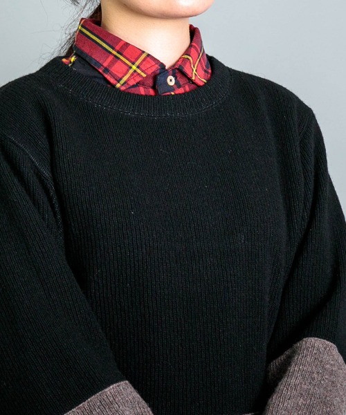 OMNIGOD（オムニゴッド）の「[OMNIGOD womens / オムニゴッド] ウーレンクォーター クルーネックセーター（ニット/セーター・レディース・ボルドー/ブラック・0）」の14枚目の写真